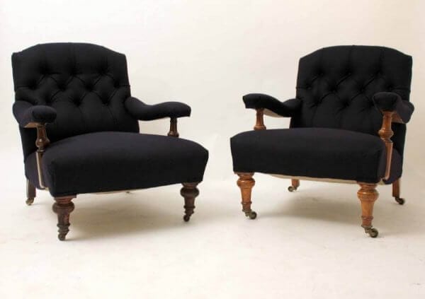 Near Pair of 19th Century Gentleman Club Chairs